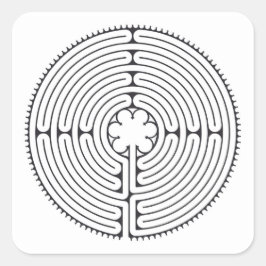 Labyrinth Kathedraal van Chartres Zwart-wit Vierkante Sticker