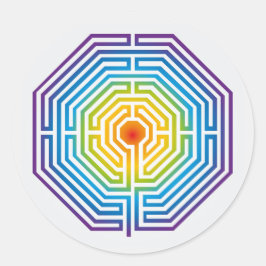 Labyrinth Maze Kathedraal van Amiens Zwart-wit Ronde Sticker