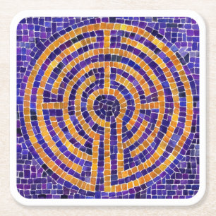 LABYRINTH MOZAÏEK Vierkante Papier Onderzetters - 
