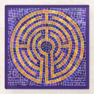 LABYRINTH MOZAÏEKglas Onderzetter - Paarse