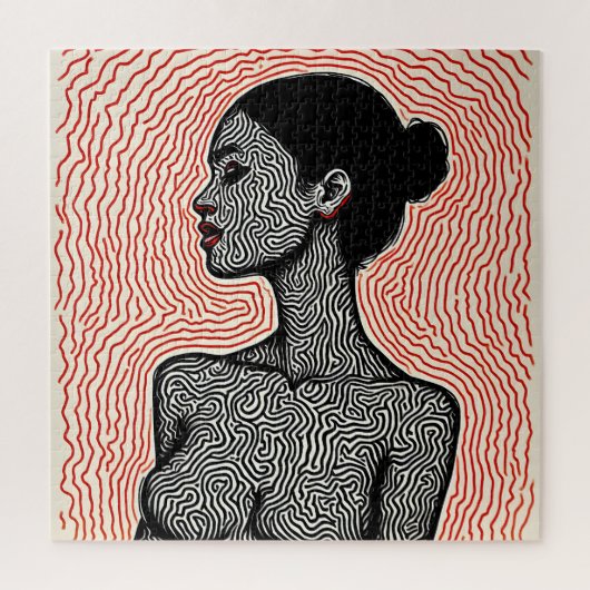Labyrinth of Her Awakening – A Minimalist Portrait Legpuzzel (Verticaal)