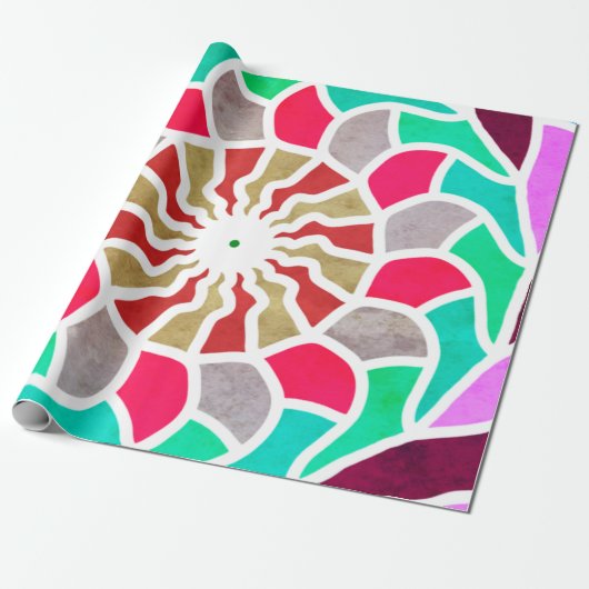 Labyrinth Sun Mandala Pattern Cadeaupapier (Uitgerold)