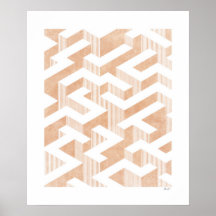 Labyrinth Terracotta Art Print Poster