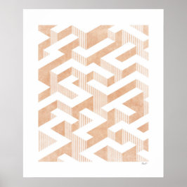 Labyrinth Terracotta Art Print Poster
