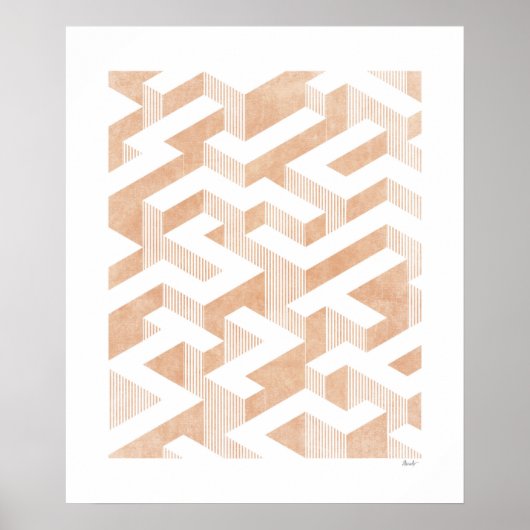 Labyrinth Terracotta Art Print Poster (Voorkant)