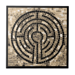 LABYRINTH V 4.25x4.25 Keramische Tegel - Zwart Tegeltje