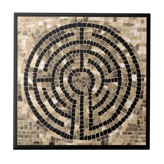 LABYRINTH V 4.25x4.25 Keramische Tegel - Zwart Tegeltje (Voorkant)