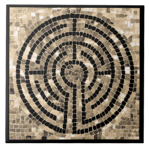 LABYRINTH V 6x6 keramische Tegel - zwart Tegeltje