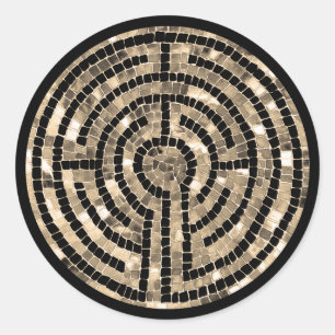 LABYRINTH V Grote ronde Stickers - Zwart