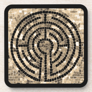 LABYRINTH V Harde Plastic Onderzetters - Zwart