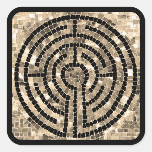 LABYRINTH V Stickers grand Carré - Noir