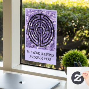 LABYRINTH VI 8x11 Venster Cling +Text - Amethist Raamsticker