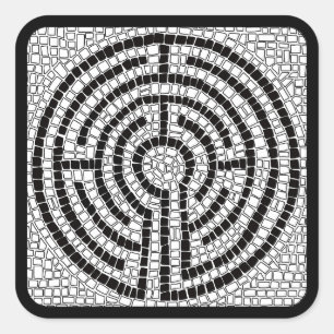 LABYRINTH VII Stickers grand Carré - Noir