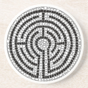 LABYRINTH VII Zandsteen Onderzetter - Wit