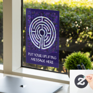 LABYRINTH VIII 8x11 Venster Cling +Text - Violet Raamsticker