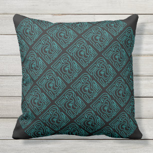 Labyrinthe turquoise sur le coussin enorme