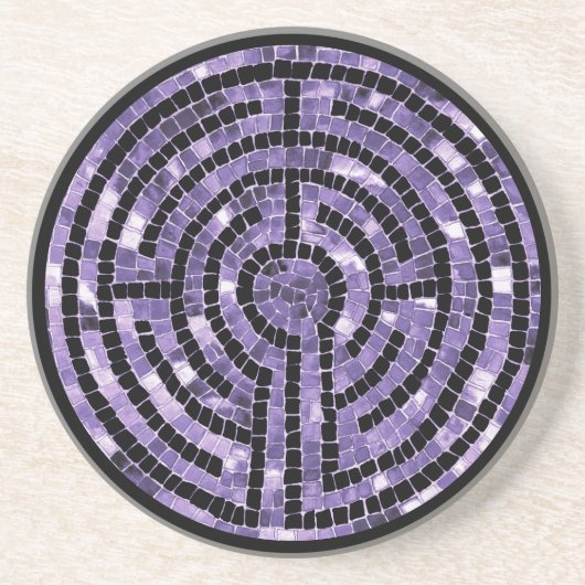 LABYRINTHE VI Dessous de verre en grès - Noir (Devant)