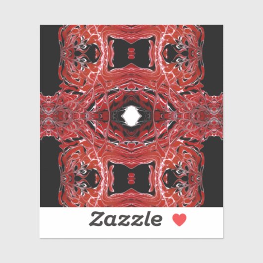 Labyrinthine Abstract Red Black White Fluid Art Sticker (Vel)