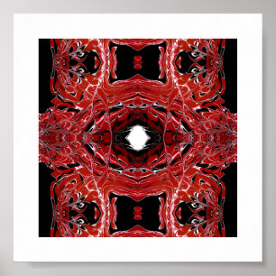 Labyrintische rode abstracte acryl vloeistof kunst poster
