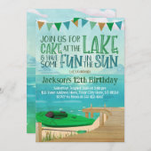 Lac Anniversaire Invitation Canoë Kayak Pêche (Devant / Derrière)