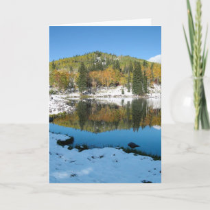 Lac avec carte de voeux photo blanche neige