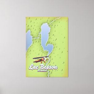 Lac Besson Frankrijk kaart reisposter Canvas Afdruk
