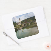 Lac Bohinj avec église en Slovénie sticker (Enveloppe)