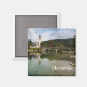 Lac Bohinj avec église en Slovénie texte aimant (Recto/Verso)