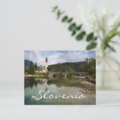 Lac Bohinj avec église, Slovénie double carte text (Debout devant)