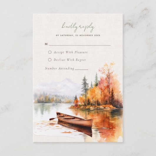 Lac de chute romantique avec bateau Mariage Carte (Devant)