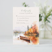 Lac de chute romantique avec bateau Mariage Carte (Debout devant)
