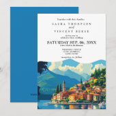 Lac de Côme Italie Faire-part de mariage Retro (Devant / Derrière)