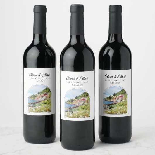 Lac de Côme Italie Mariage Étiquette de vin (Bouteilles)