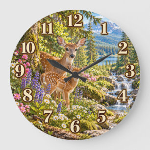 Lac de Deer Mountain & horloge de fleurs sauvages