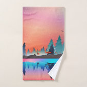 Lac d'hiver pittoresque avec Cerf (Serviette à main)