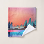 Lac d'hiver pittoresque avec Cerf (Gant de toilette)