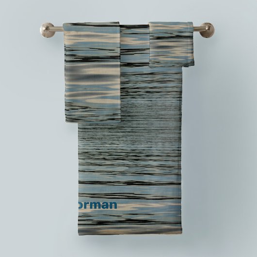 Lac Eau Bleu Beige Grandes Vagues