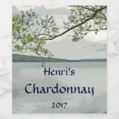 Lac et Willow Tree Vin blanc Étiquette (Étiquettes simples)