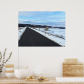 Lac gelé avec affiche du chemin (Cuisine)
