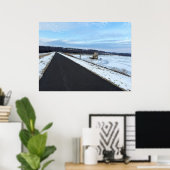 Lac gelé avec affiche du chemin (Bureau à domicile)
