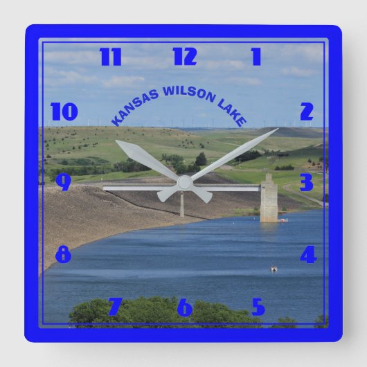 Lac Kansas Wilson avec eau bleue HORLOGE (Recto)