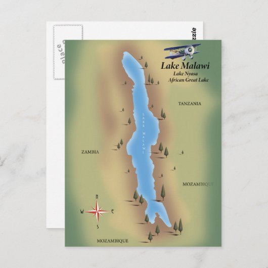 Lac Malawi, carte de voyage (Devant / Derrière)