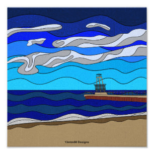 Lac Michigan - Impression photo 12"x12"