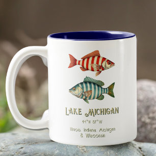 Lac Michigan poisson rayé nautique Mug