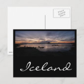 Lac Myvatn coucher de soleil noir en islande carte (Devant / Derrière)