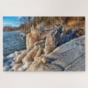 Lac Supérieur Shore et Icicles Jigsaw Puzzle