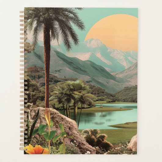 Lac Tropical Surreal Avec Palmiers (Devant)