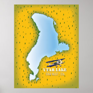 lac Utah, carte de la vallée de l'Utah affiche de
