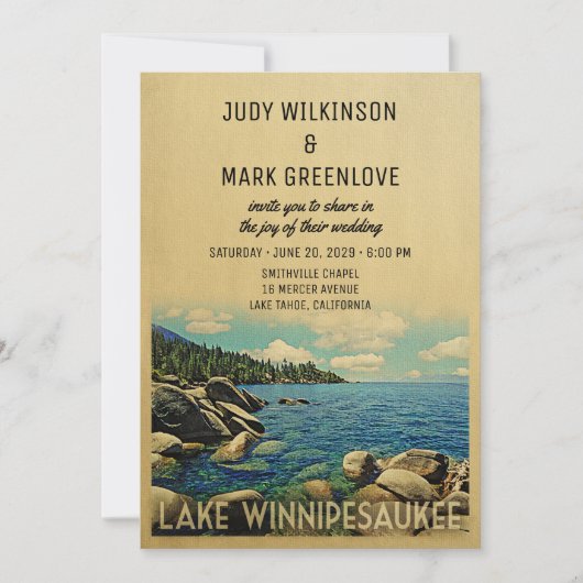 Lac Winnipesaukee Faire-part de mariage Vintage (Devant)