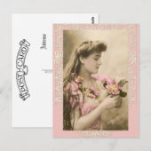 lace and posies victorian lady briefkaart (Voorkant / Achterkant)